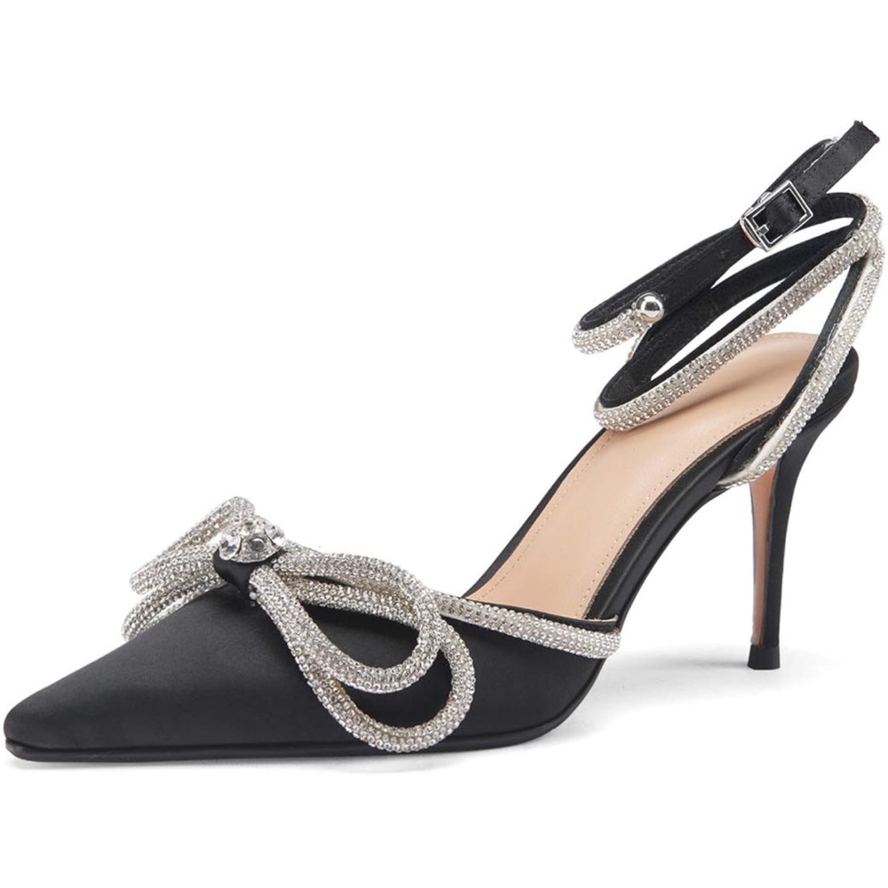 Rhinestone Bow Heels, size 38.